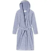 Schiesser Badjas lang ' Feather Terry ' opaal / wit
