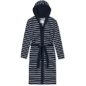Schiesser Badjas 'Feather Terry' donkerblauw / wit