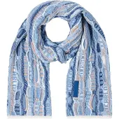 Carlo colucci Sjaal ' Di Rosa ' beige / blauw / wit