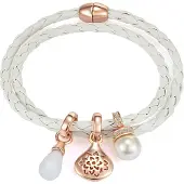 Lulu & Jane Armband rose-goud / wit / parelwit
