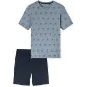 Schiesser Pyjama kort nachtblauw / lichtgrijs