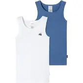 Schiesser Onderhemd 'Fine Rib' blauw / wit