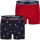 Happy Shorts Boxershorts 'Xmas' donkerblauw / abrikoos / knalrood / wit