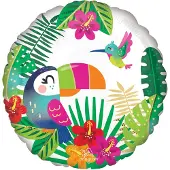 Amscan Folieballon Tropical Paradise Rond Junior 43 Cm Wit/groen