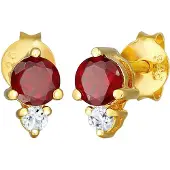 Elli PREMIUM Oorbellen goud / donkerrood