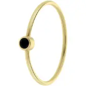 Lucardi Dames ring met zwarte spinel edelsteen - Ring - Cadeau - 14 Karaat Goud - Geelgoud
