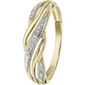 Lucardi 14 Karaat geelgouden ring met diamant