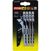 Ryobi - Carte 5 lames scie sauteuse FLUSHCUT bois 10 TPI, chantournage 14 TPI, inversé 10 TPI - RAK05JSBFC