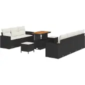 vidaXL Tuinbank Set 10 st 7-Aantal zitplaatsen Zwart en Crème