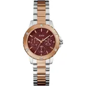 GUESS Analoog horloge 'Mist' lichtbruin / bordeaux / zilver