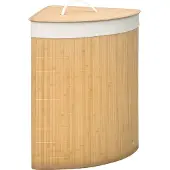 HOMCOM -Wäschekorb-Bambus-38L x 38B x 57H cm-Naturholz