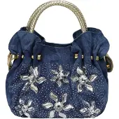 Faina Handtas blauw denim / zilver