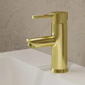 Saniclear Brass Curved wastafelkraan geborsteld messing - mat goud