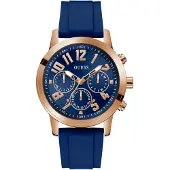 GUESS Analoog horloge 'PARKER' donkerblauw / goud
