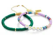 Yokoamii Armband goud / groen / sering / wit