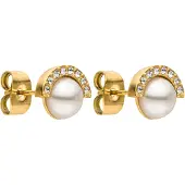 Purelei Oorbellen 'Halo' goud / transparant / parelwit