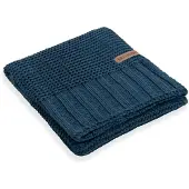 Knit Factory Vinz Gebreid Plaid - Woondeken - plaid - Wollen deken - Kleed - Petrol - 160x130 cm
