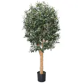 PrettyPlants Kunst Olijfboom 160cm Deluxe | Kunstplant voor binnen | Hoge Kwaliteit Kunstboom | Nep Olijfboom met houten stam