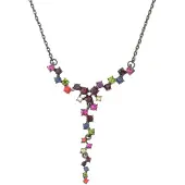 Behave - Ketting - Dames - Antiek Goud-Brons Kleur - Multicolor Steentjes - 46 cm