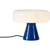 QAZQA Retro tafellamp blauw met wit - Knob