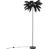 QAZQA Art Deco vloerlamp zwart met zwarte veren - Peahen
