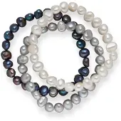 Valero Pearls Armband donkerblauw / grijs / wit