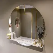 Mondiaz SPOT spiegel rond 90cm met Spiegelplanchet kleur Ostra.