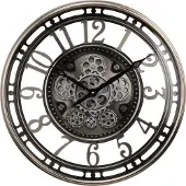 Fresco Wandklok Ø 53,5 cm – Zilver/Gunmetal – Bewegende Tandwielen – Industrieel & Stil Uurwerk