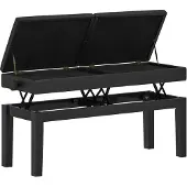 HOMCOM -Klavierbank-Gummiholz, Kunstleder-105L x 37B x 48-58H cm-Schwarz