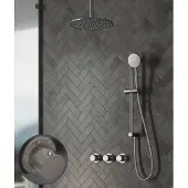 Saniclear Plus Curved inbouw regendouche met 30cm hoofddouche, plafondarm en glijstang RVS