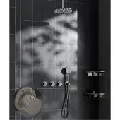 Saniclear Plus Curved inbouw regendouche met 20cm hoofddouche en plafondarm RVS