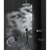 Saniclear Plus Stripes inbouw regendouche met 30cm hoofddouche en plafondarm chroom