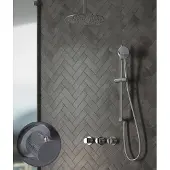 Saniclear Plus Curved inbouw regendouche met 20cm hoofddouche, plafondarm en glijstang chroom