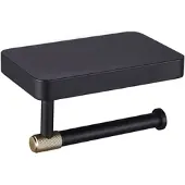 Eastbrook Catania messing toiletrolhouder met plankje zwart mat en messing geborsteld