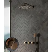 Saniclear Plus Stripes inbouw regendouche met 30cm hoofddouche en muurarm verouderd messing
