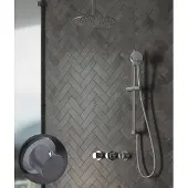 Saniclear Plus Stripes inbouw regendouche met 30cm hoofddouche, plafondarm en glijstang chroom