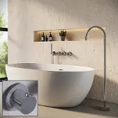 Saniclear Plus Stripes inbouw badkraan met vrijstaande uitloop en staafhanddouche chroom