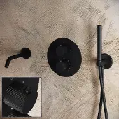 Saniclear Nero Curved inbouw badkraan rond zwart mat