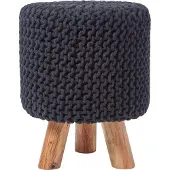 Homescapes gebreide poef, 42 cm hoog, zwart