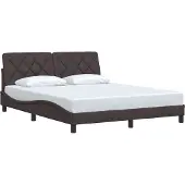 vidaXL Bedframe zonder matras stof donkerbruin 160x200 cm