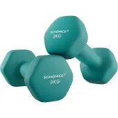 Songmics Hexagon dumbbells voor thuis met neopreen coating, Donkergroen / 2 x 3 kg