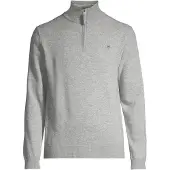 Gant Heren Trui van zeer fijne schapenwol met grijze halve rits (XL), Casual, Grijs 87213