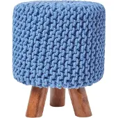 Homescapes Gebreide Voetenbank 42cm Hoog Blauw