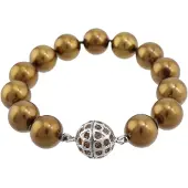 Behave - Armband bruine parels met magneetsluiting - feestelijk chic