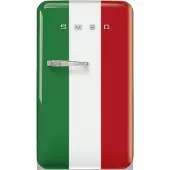 Smeg Koelkast Retro Vrijstaande ijskast Koelkast, Jaren 50, Enkeldeurs, Vrijstaand , Positie scharnier: Rechts, Gedecoreerd/ Speciaal, Italia flag