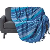 Homescapes Marokko sprei, blauwe strepen, 225 x 255 cm