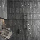 Saniclear Exclusive Curved inbouw regendouche met 30cm hoofddouche, muurarm en glijstang RVS