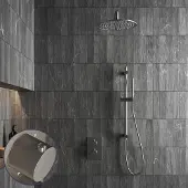 Saniclear Exclusive Stripes inbouw regendouche met 30cm hoofddouche, muurarm en glijstang RVS