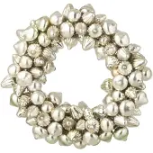J-Line decoratie Krans Kerstbal - glas - zilver