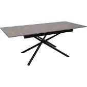 Mendler Eettafel -O57, uitschuifbare eettafel, ijzer MDF uitschuifbaar 160-200x90cm ~ marmerlook grijs